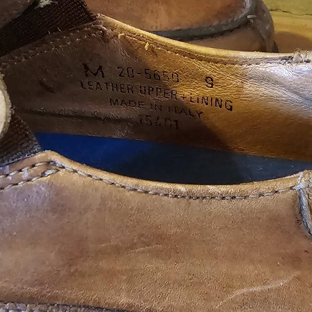 Johnston & Murphy MENS SHOES SIZE 9 Brown Leather Loafers Slip On Made In Italy - Picture 6 of 6